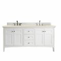 James Martin Vanities Palisades 72in Double Vanity, Bright White w/ 3 CM Eternal Marfil Quartz Top 527-V72-BW-3EMR